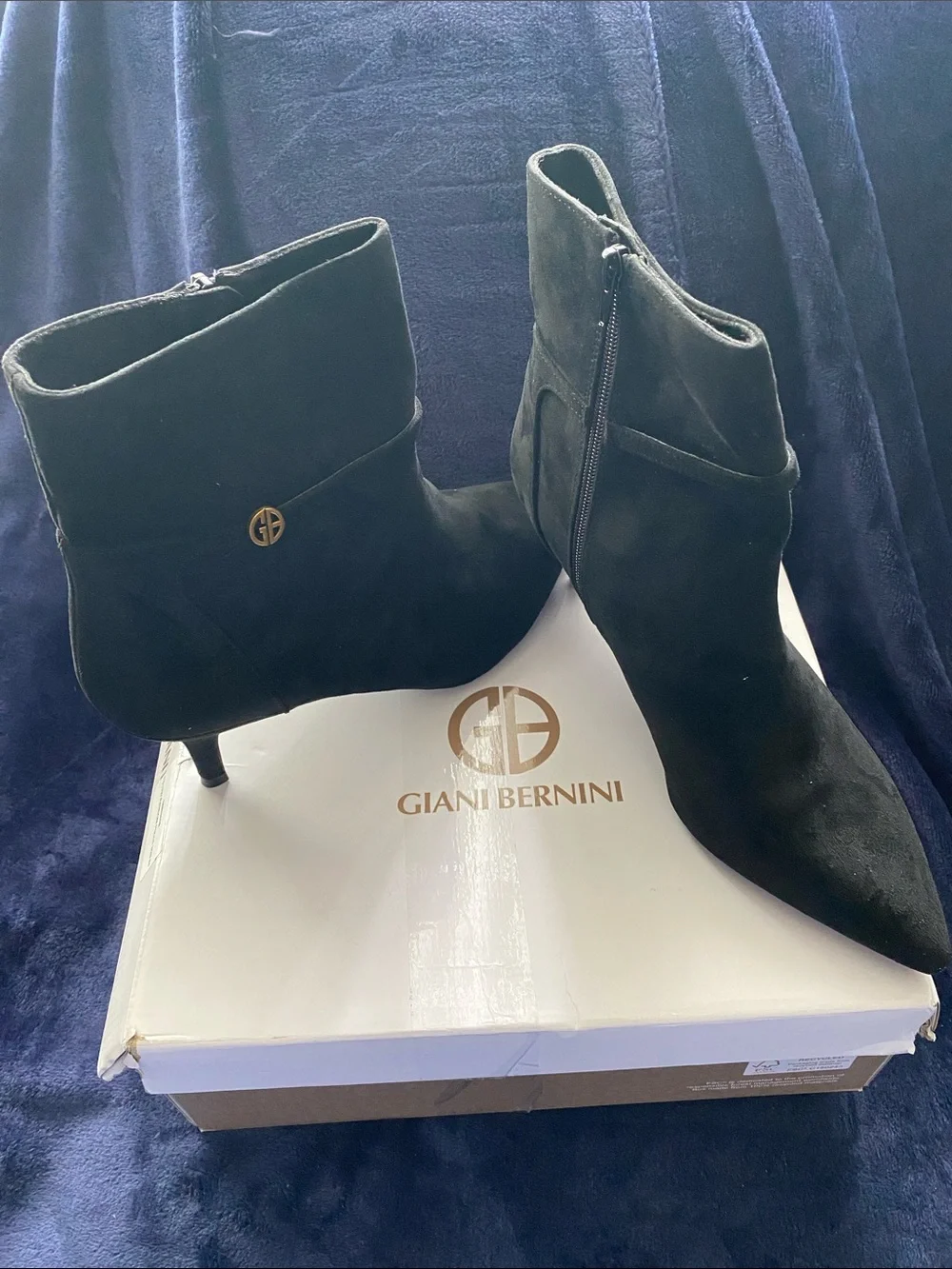 Giani Bernini Black Suede Pointed Toe Ankle Boots